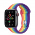 Apple Watch SE // 40мм GPS + Cellular // Корпус из алюминия цвета «серый космос», спортивный ремешок радужного цвета (2020)