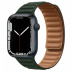 Apple Watch Series 7 // 45мм GPS // Корпус из алюминия цвета «тёмная ночь», кожаный браслет цвета «зелёная секвойя», размер ремешка M/L