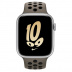 Apple Watch Series 8 // 41мм GPS + Cellular // Корпус из алюминия серебристого цвета, спортивный ремешок Nike цвета "серая олива/черный"
