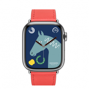 Apple Watch Series 8 Hermès // 41мм GPS + Cellular // Корпус из нержавеющей стали серебристого цвета, ремешок Single Tour цвета Rose Texas