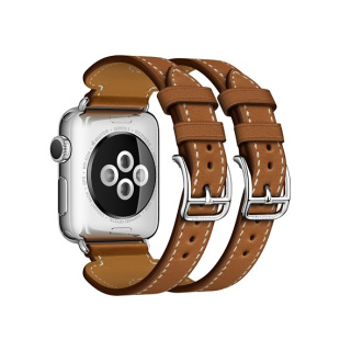 38/40 мм ремешок Manchette из кожи Barenia цвета Fauve с двойной пряжкой для Apple Watch Hermès