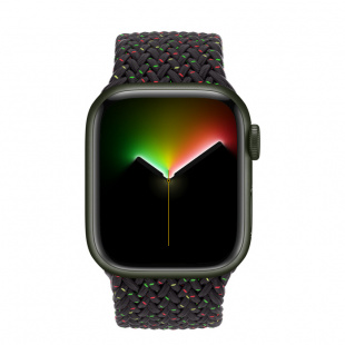 Apple Watch Series 7 // 41мм GPS // Корпус из алюминия зеленого цвета, плетёный монобраслет цвета «Black Unity»