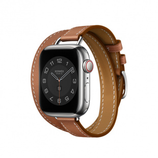 41мм Ремешок Hermès Double Tour Attelage из кожи Swift цвета Gold для Apple Watch