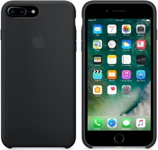 Силиконовый чехол для iPhone 7+ (Plus)/8+ (Plus), чёрный цвет, оригинальный Apple