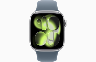 Apple Watch Series 11 // 46мм GPS // Корпус из алюминия серебристого цвета, спортивный ремешок цвета "якорный синий"