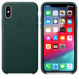 Кожаный чехол для iPhone X / Xs, цвет «Зелёный лес», оригинальный Apple