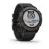 Мультиспортивные часы Garmin Fenix 6X Pro (51mm) Solar титановый серый DLC корпус, черный силиконовый ремешок