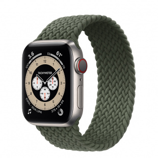 Apple Watch Series 6 // 44мм GPS + Cellular // Корпус из титана, плетёный монобраслет цвета «Зелёные холмы»