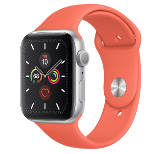 Apple Watch Series 5 // 40мм GPS // Корпус из алюминия серебристого цвета, спортивный ремешок цвета «спелый клементин»