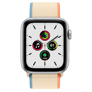 Apple Watch SE // 40мм GPS // Корпус из алюминия серебристого цвета, спортивный браслет кремового цвета (2020)