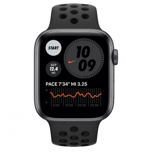 Apple Watch SE // 40мм GPS // Корпус из алюминия цвета «серый космос», спортивный ремешок Nike цвета «Антрацитовый/чёрный» (2020)