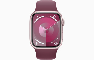 Apple Watch Series 9 // 45мм GPS // Корпус из алюминия розового цвета, спортивный ремешок цвета "шелковица"