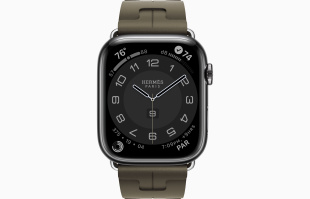 Apple Watch Series 9 Hermès // 45мм GPS+Cellular // Корпус из нержавеющей стали цвета "черный космос", ремешок Kilim Single Tour цвета Kaki с раскладывающейся застёжкой (Deployment Buckle)