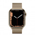 Apple Watch Series 7 // 45мм GPS + Cellular // Корпус из нержавеющей стали золотого цвета, миланский сетчатый браслет золотого цвета