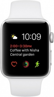 Apple Watch Series 1 42мм Корпус из серебристого алюминия, спортивный ремешок белого цвета (MNNL2)