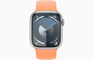Apple Watch Series 9 // 41мм GPS // Корпус из алюминия серебристого цвета, монобраслет цвета "апельсиновый сорбет"
