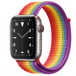 Apple Watch Series 5 // 40мм GPS + Cellular // Корпус из титана, спортивный браслет радужного цвета
