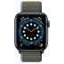 Apple Watch Series 6 // 40мм GPS // Корпус из алюминия синего цвета, спортивный браслет цвета «Зелёные холмы»
