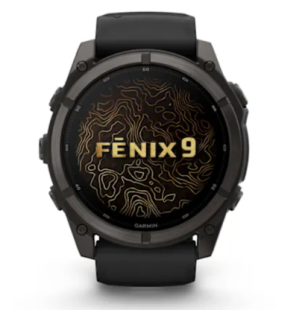 Мультиспортивные часы Garmin Fenix 9 (47mm), титановый корпус Carbon Gray DLC, черный силиконовый ремешок 