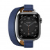 Apple Watch Series 7 Hermès // 41мм GPS + Cellular // Корпус из нержавеющей стали цвета «черный космос», ремешок Double Tour Attelage цвета Bleu Saphir
