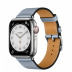 Apple Watch Series 7 Hermès // 41мм GPS + Cellular // Корпус из нержавеющей стали серебристого цвета, ремешок Single Tour цвета Bleu Lin