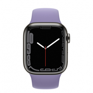 Apple Watch Series 7 // 45мм GPS + Cellular // Корпус из нержавеющей стали графитового цвета, спортивный ремешок цвета «английская лаванда»