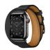 Apple Watch Series 7 Hermès // 41мм GPS + Cellular // Корпус из нержавеющей стали цвета «черный космос», ремешок Double Tour Attelage цвета Noir Apple Watch Series 7 Hermès // 41мм GPS + Cellular // Корпус из нержавеющей стали цвета «черный космос», ремешок Double Tour Attelage цвета Noir