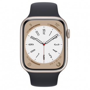 Apple Watch Series 8 // 45мм GPS + Cellular // Корпус из алюминия цвета "сияющая звезда", спортивный ремешок цвета "темная ночь"