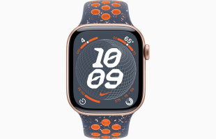 Apple Watch Series 10 // 46мм GPS (Custom) Корпус из алюминия цвета "розовое золото", спортивный ремешок Nike цвета "Синее пламя"