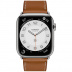 Apple Watch Series 7 Hermès // 41мм GPS + Cellular // Корпус из нержавеющей стали серебристого цвета, ремешок Single Tour из кожи Barénia цвета Fauve