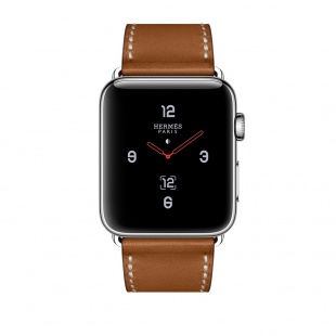 Apple Watch Series 3 Hermès // 42мм GPS + Cellular // Корпус из нержавеющей стали, ремешок Single Tour Deployment Buckle из кожи цвета Fauve Barenia (MQLR2)