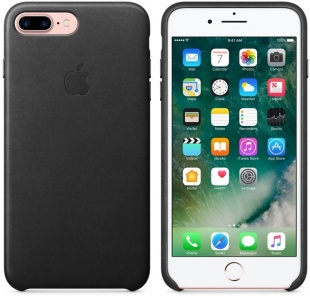 Кожаный чехол для iPhone 7+ (Plus)/8+ (Plus), чёрный цвет, оригинальный Apple