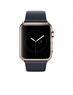 Apple Watch Edition 42мм, 18-каратное розовое золото, тёмно-синий ремешок с классической пряжкой