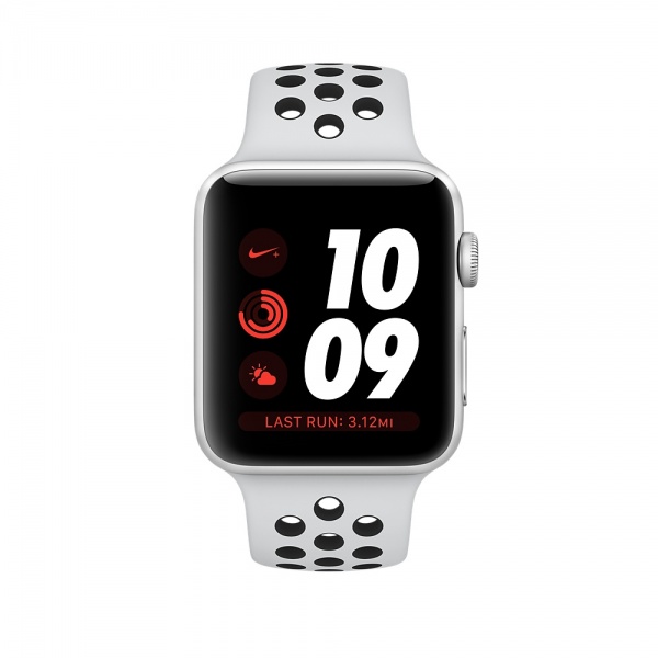 Купить Apple Watch Series 3 Nike+ // 38мм GPS // Корпус из серебристого  алюминия, спортивный ремешок Nike цвета «чистая платина/чёрный» (MQKX2) с  доставкой по Краснодару и Москве по лучшей цене - iQmac.ru