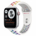 Apple Watch SE // 44мм GPS + Cellular // Корпус из алюминия серебристого цвета, спортивный ремешок Nike радужного цвета (2020)