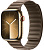 Купить Apple Watch Series 9 // 45мм GPS+Cellular // Корпус из нержавеющей стали золотого цвета, браслет серо-коричневого цвета, размер M/L