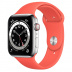 Apple Watch Series 6 // 44мм GPS + Cellular // Корпус из нержавеющей стали серебристого цвета, спортивный ремешок цвета «Розовый цитрус»