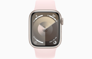 Apple Watch Series 9 // 41мм GPS+Cellular // Корпус из алюминия цвета "сияющая звезда", спортивный ремешок светло-розового цвета