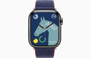 Apple Watch Series 9 Hermès // 45мм GPS+Cellular // Корпус из нержавеющей стали цвета "черный космос", ремешок Twill Jump Single Tour цвета Navy/Rouge H