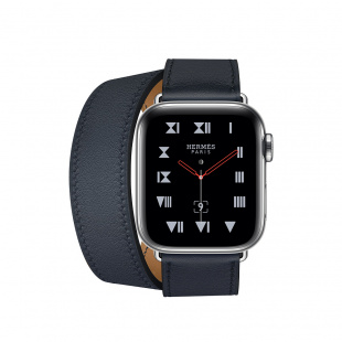 Apple Watch Series 4 Hermès // 40мм GPS + Cellular // Корпус из  нержавеющей стали, ремешок Double Tour из кожи Swift цвета Bleu Indigo
