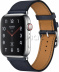 Apple Watch Series 4 Hermès // 44мм GPS + Cellular // Корпус из  нержавеющей стали, ремешок Single Tour из кожи Swift цвета Bleu Indigo