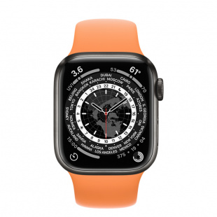 Apple Watch Series 7 // 41мм GPS + Cellular // Корпус из титана цвета «черный космос», спортивный ремешок цвета «весенняя мимоза»