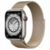 Apple Watch Series 7 // 45мм GPS + Cellular // Корпус из титана, миланский сетчатый браслет золотого цвета