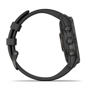 Мультиспортивные часы Garmin Fenix 7 (47mm) Sapphire Solar, титановый черный DLC корпус, черный силиконовый ремешок