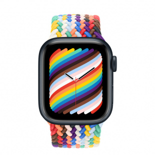 Apple Watch Series 8 // 45мм GPS // Корпус из алюминия цвета "темная ночь", плетёный монобраслет цвета Pride Edition