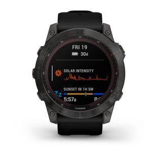 Мультиспортивные часы Garmin Fenix 7X (51mm) Sapphire Solar, титановый угольно-серый DLC корпус, угольно-серый силиконовый ремешок