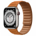 Apple Watch Series 7 // 45мм GPS + Cellular // Корпус из титана, кожаный браслет цвета «золотистая охра», размер ремешка M/L