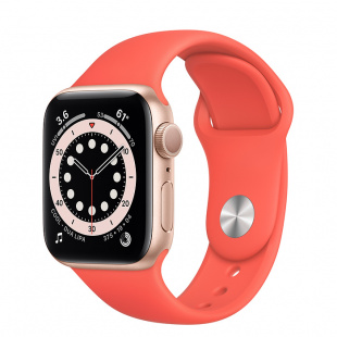 Apple Watch Series 6 // 40мм GPS // Корпус из алюминия золотого цвета, спортивный ремешок цвета «Розовый цитрус»