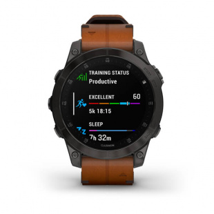 Умные часы Garmin Epix Gen 2 (47mm) Sapphire, черный титановый корпус, коричневый кожаный ремешок