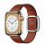 Купить Apple Watch Series 8 // 41мм GPS + Cellular // Корпус из нержавеющей стали золотого цвета, ремешок темно-коричневого цвета с современной пряжкой (Modern Buckle), размер ремешка М